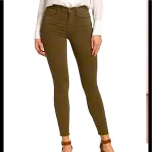 NWT Warp + Weft olive green stretch skinny jeans 26